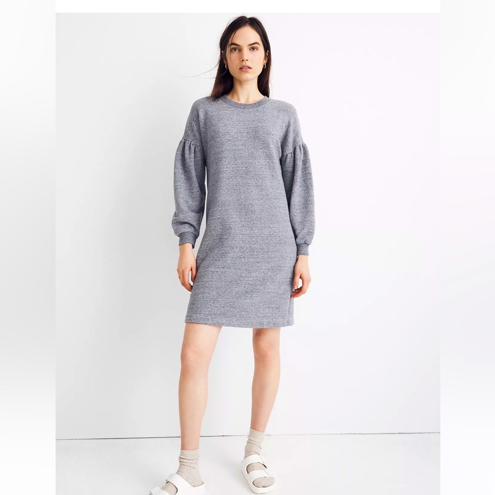 Madewell bubble sleeve sweatshirt dress